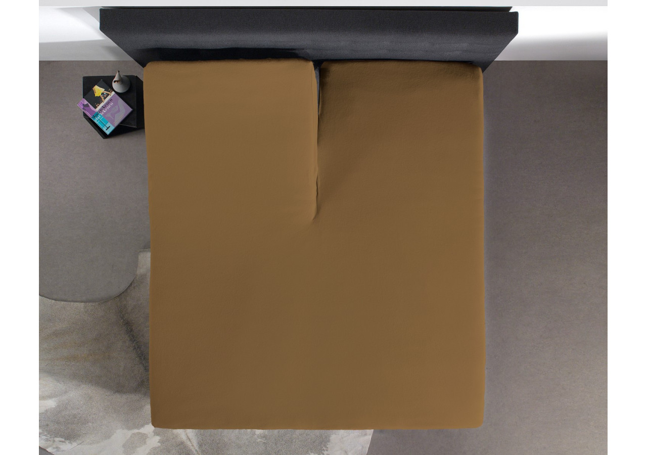 Housse de Matelas Splittopper Taupe - 160 x 220 cm en Percal de Coton - 12010409 - Royal Textile