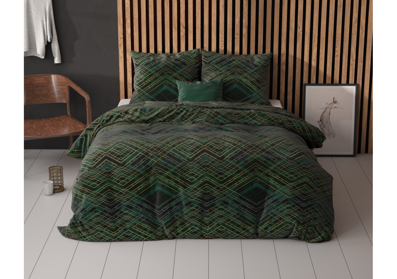 Housse de Couette Authentic Triangle Groen - 140 x 200/220cm - 15020464 - Royal Textile