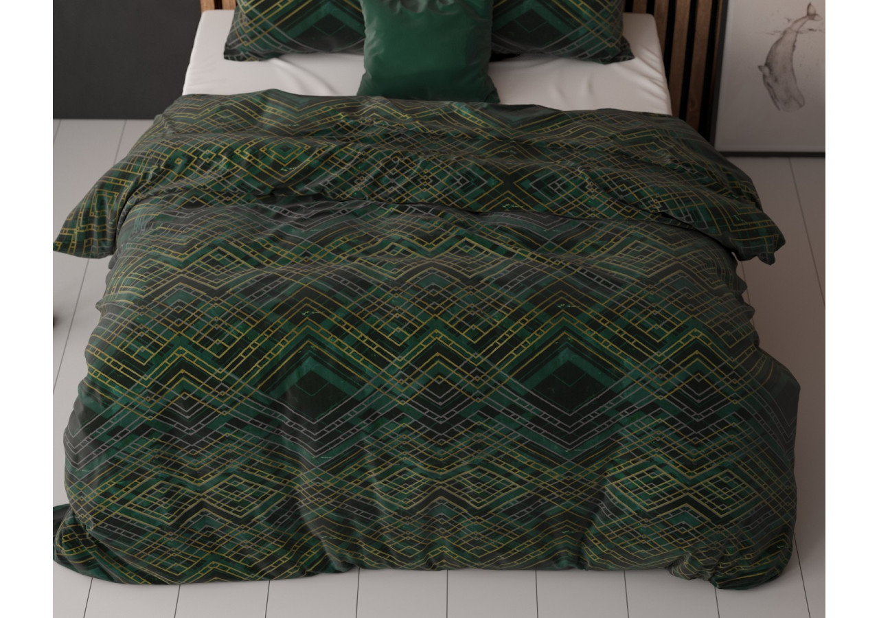 Housse de Couette Authentic Triangle Groen - 140 x 200/220cm - 15020464 - Royal Textile