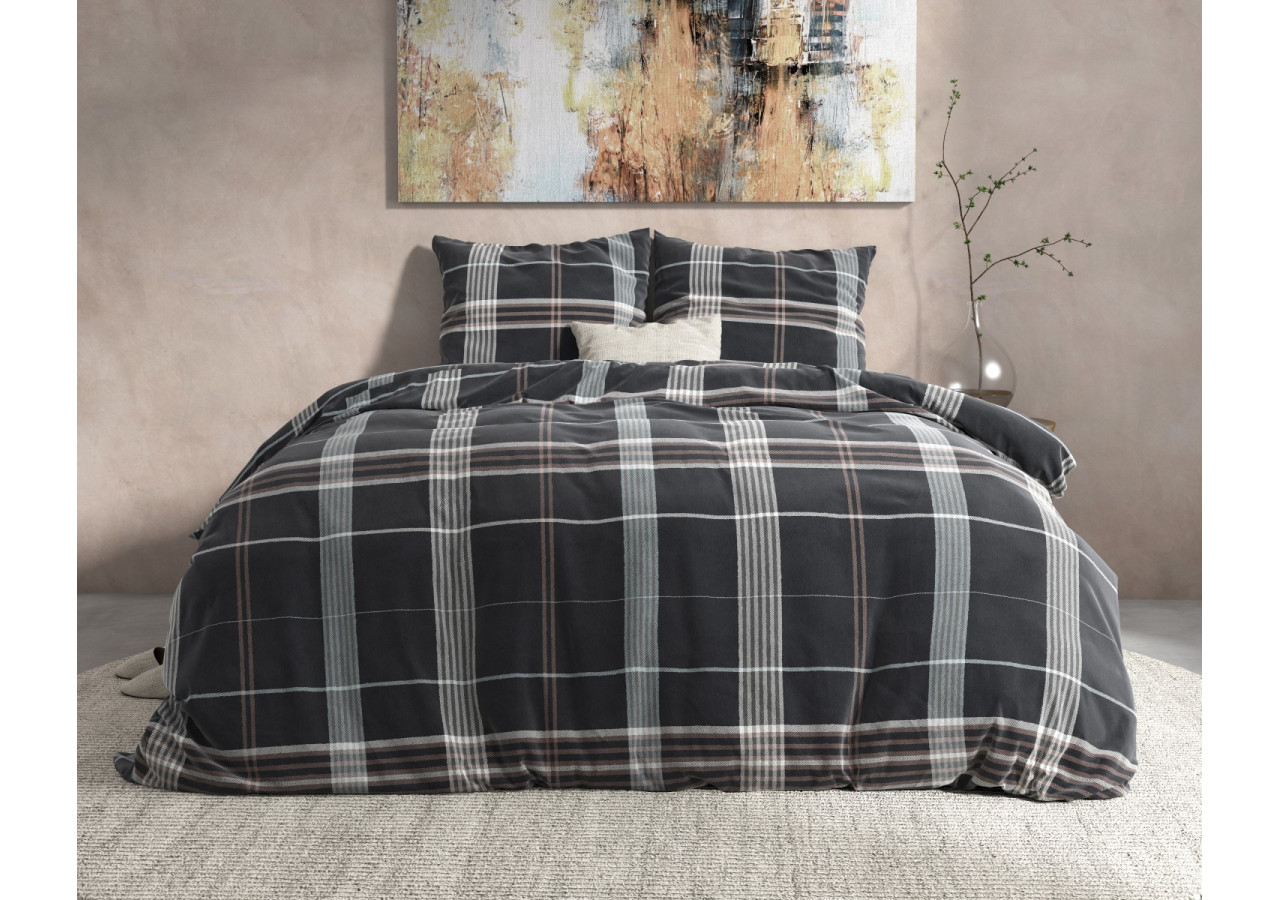 Housse de Couette Flanel Bruce Taupe - 200 x 220 cm - DH Flanel Bruce Taupe 200 x 220 - Royal Textile