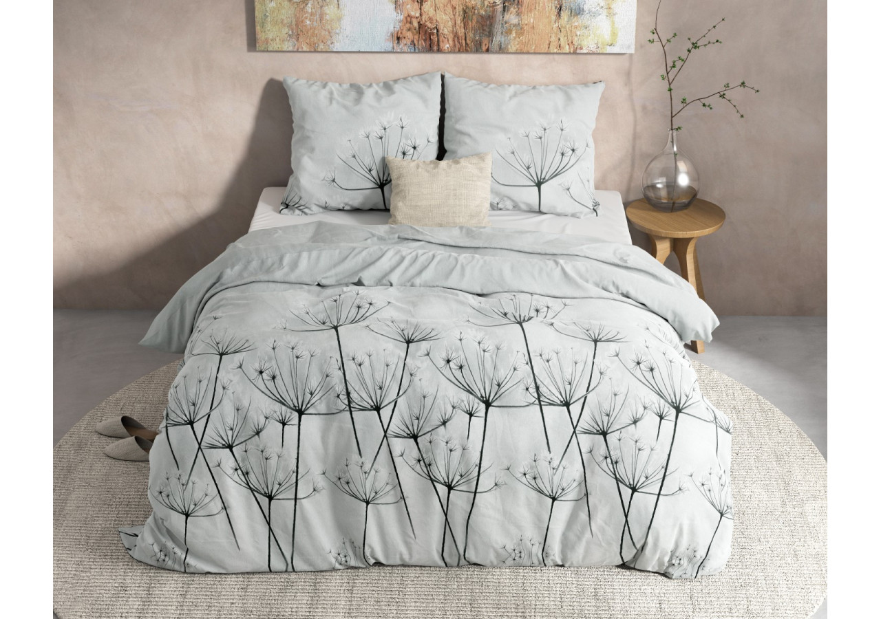 Housse de Couette Flanelle Jaelyn Grise - 140 x 220 cm - 14023961 - Dreamhouse