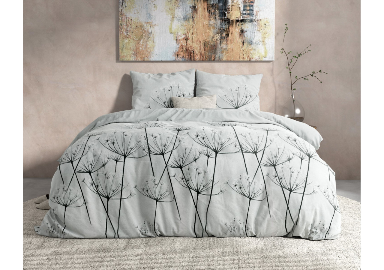 Housse de Couette Flanelle Jaelyn Grise - 140 x 220 cm - 14023961 - Dreamhouse