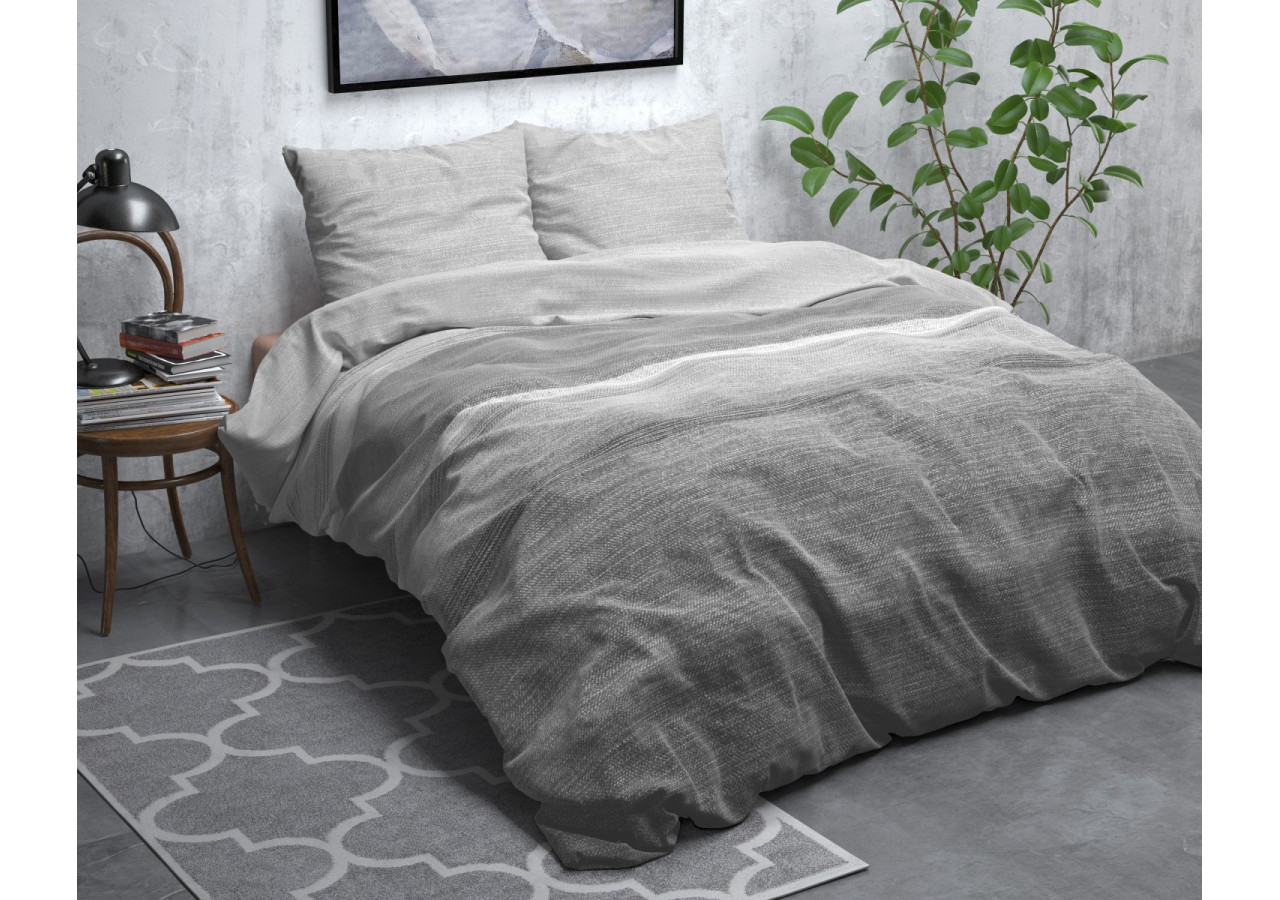 Housse de Couette Flanel Stone Stripe - Gris 140 x 200/220 cm - Royal Textile