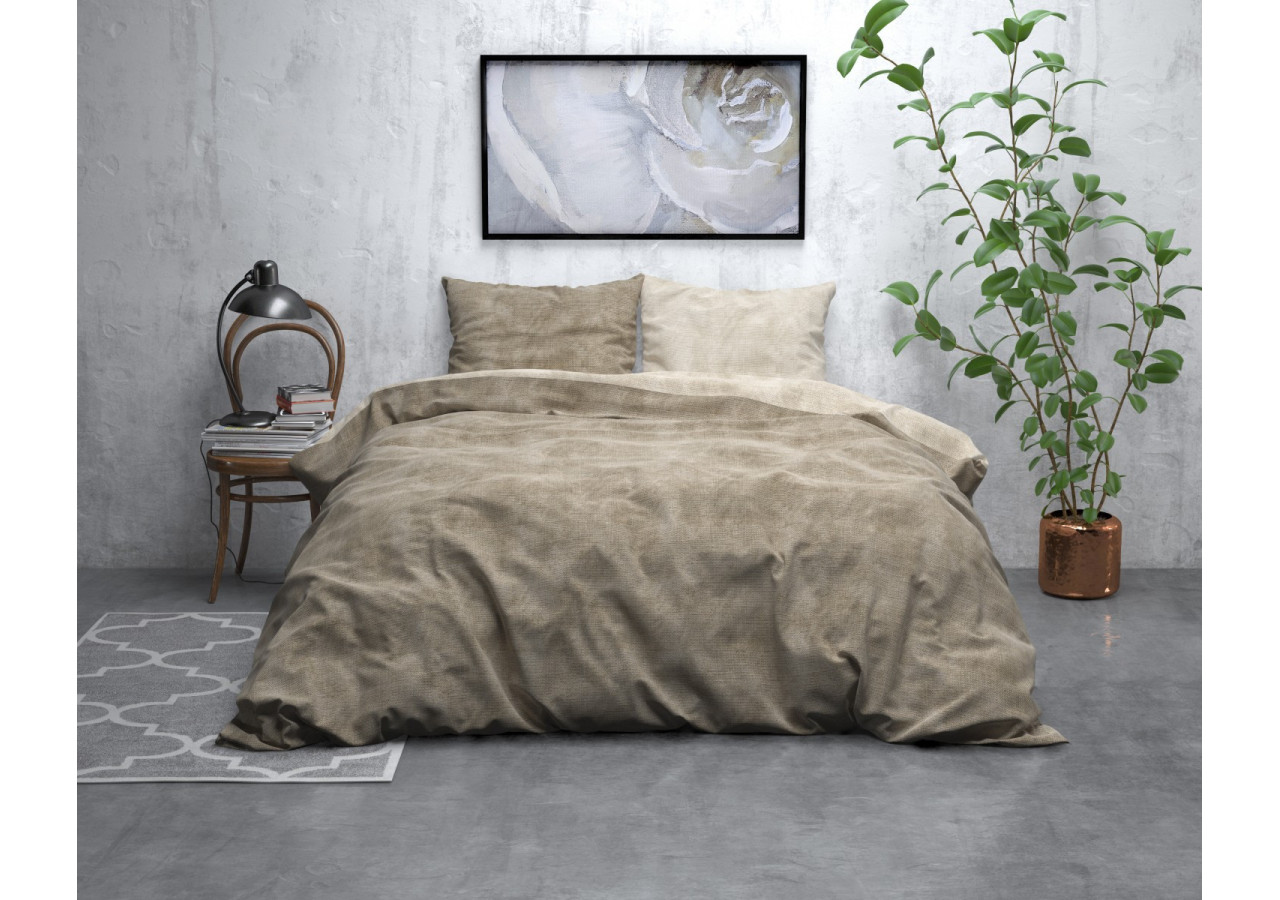 Housse de Couette Flanelle Washed Cotton Taupe - 240 x 200/220 cm - Royal Textile