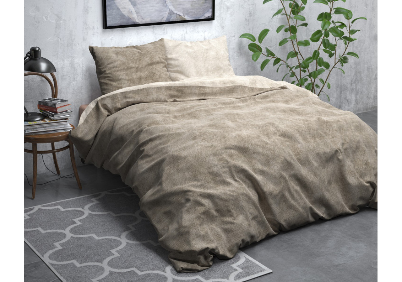 Housse de Couette Flanelle Washed Cotton Taupe - 240 x 200/220 cm - Royal Textile