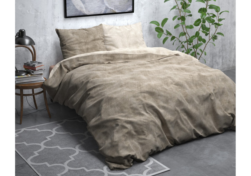 Housse de Couette Flanelle Washed Cotton Taupe - 240 x 200/220 cm - Royal Textile