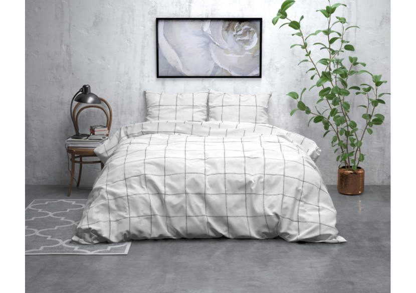 Housse de Couette Flanel Deep Check - Blanc 200 x 200/220 - 15029936 - Royal Textile