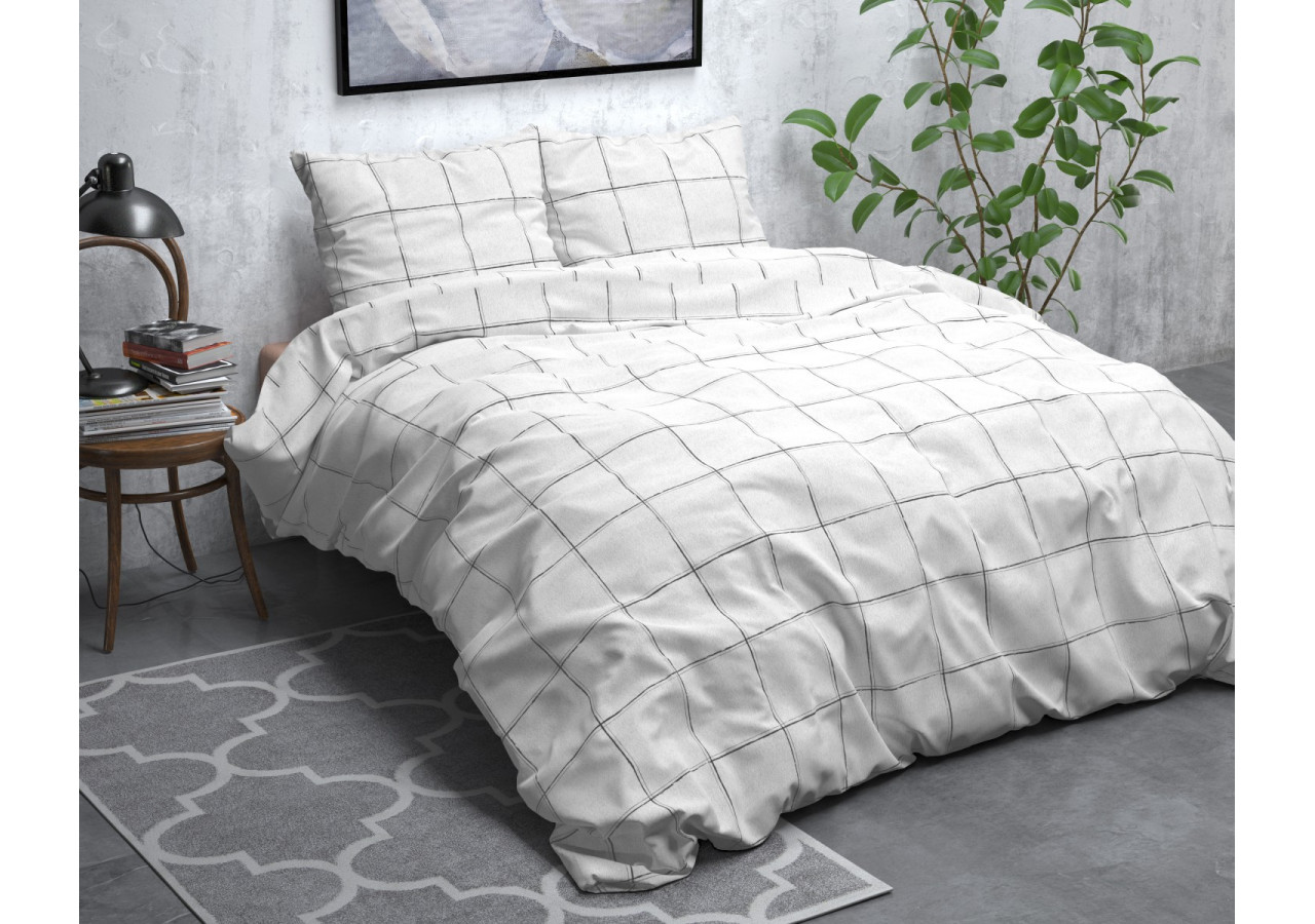 Housse de Couette Flanel Deep Check - Blanc 200 x 200/220 - 15029936 - Royal Textile