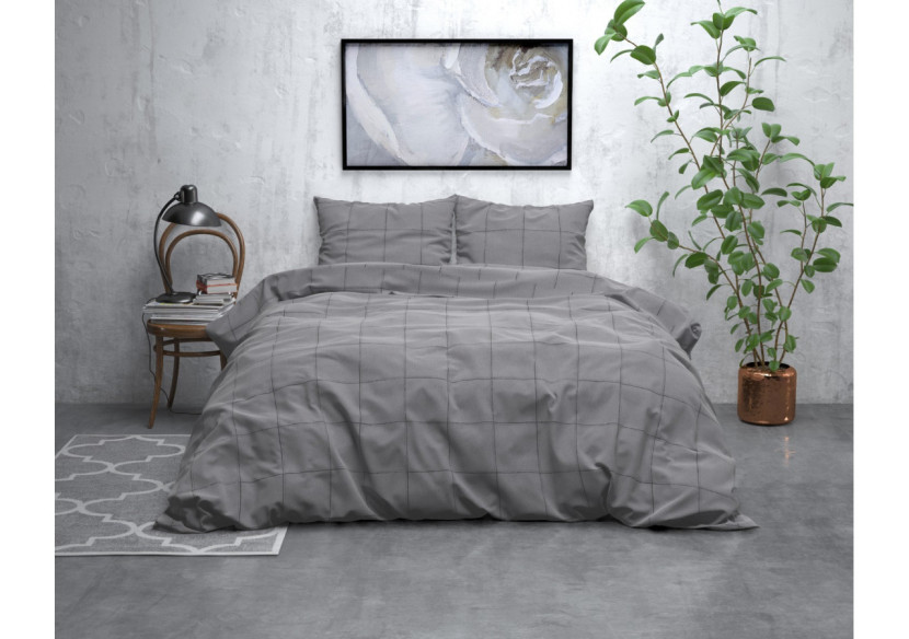 Housse de Couette Flanel Deep Check - Gris 240 x 200/220 - 15029940 - Royal Textile