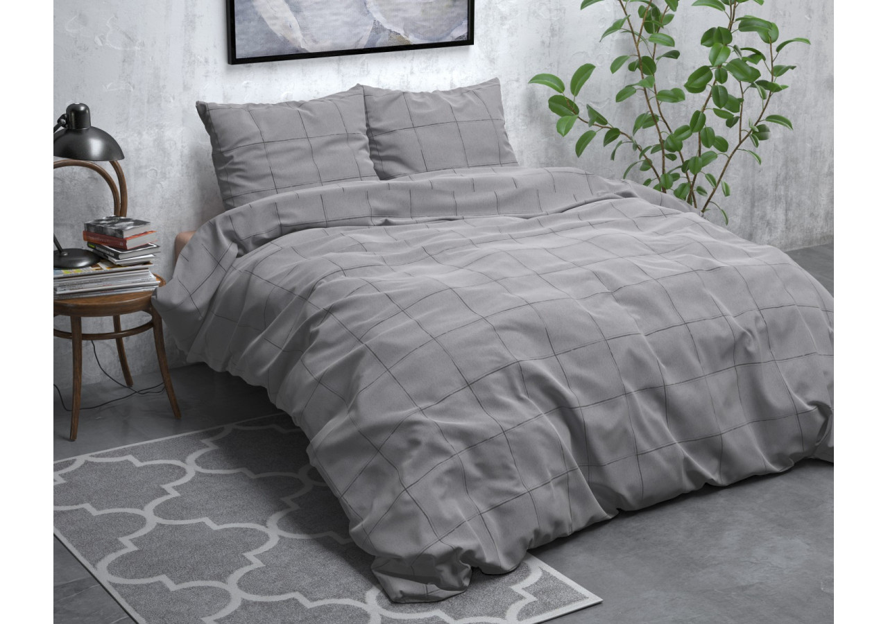 Housse de Couette Flanel Deep Check - Gris 240 x 200/220 - 15029940 - Royal Textile