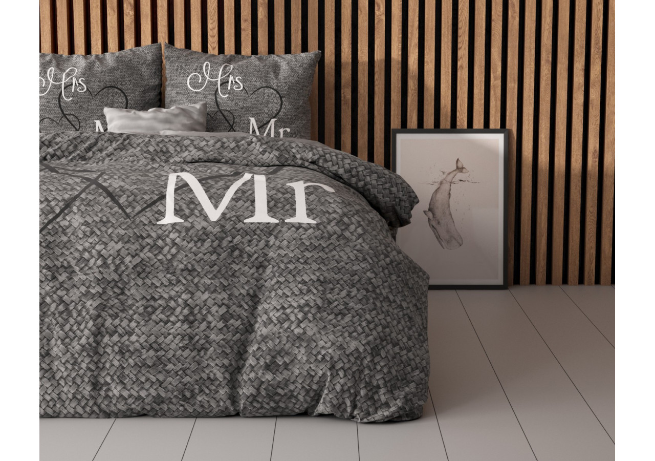 Housse de Couette Mr And Mrs 3 Antracite - 200 x 200/220 cm en Coton - 14018561 - Sleeptime