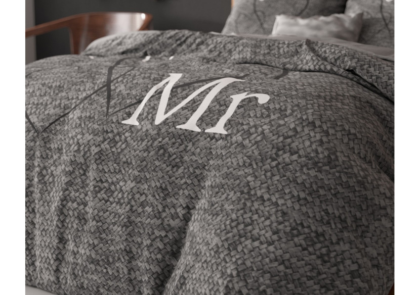 Housse de Couette Mr And Mrs 3 Antracite - 200 x 200/220 cm en Coton - 14018561 - Sleeptime