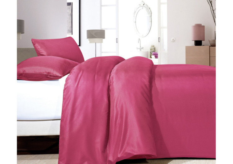 Housse de Couette Satin Point Rose - 140 x 220 cm, Micropercal - 14024891 - Zensation