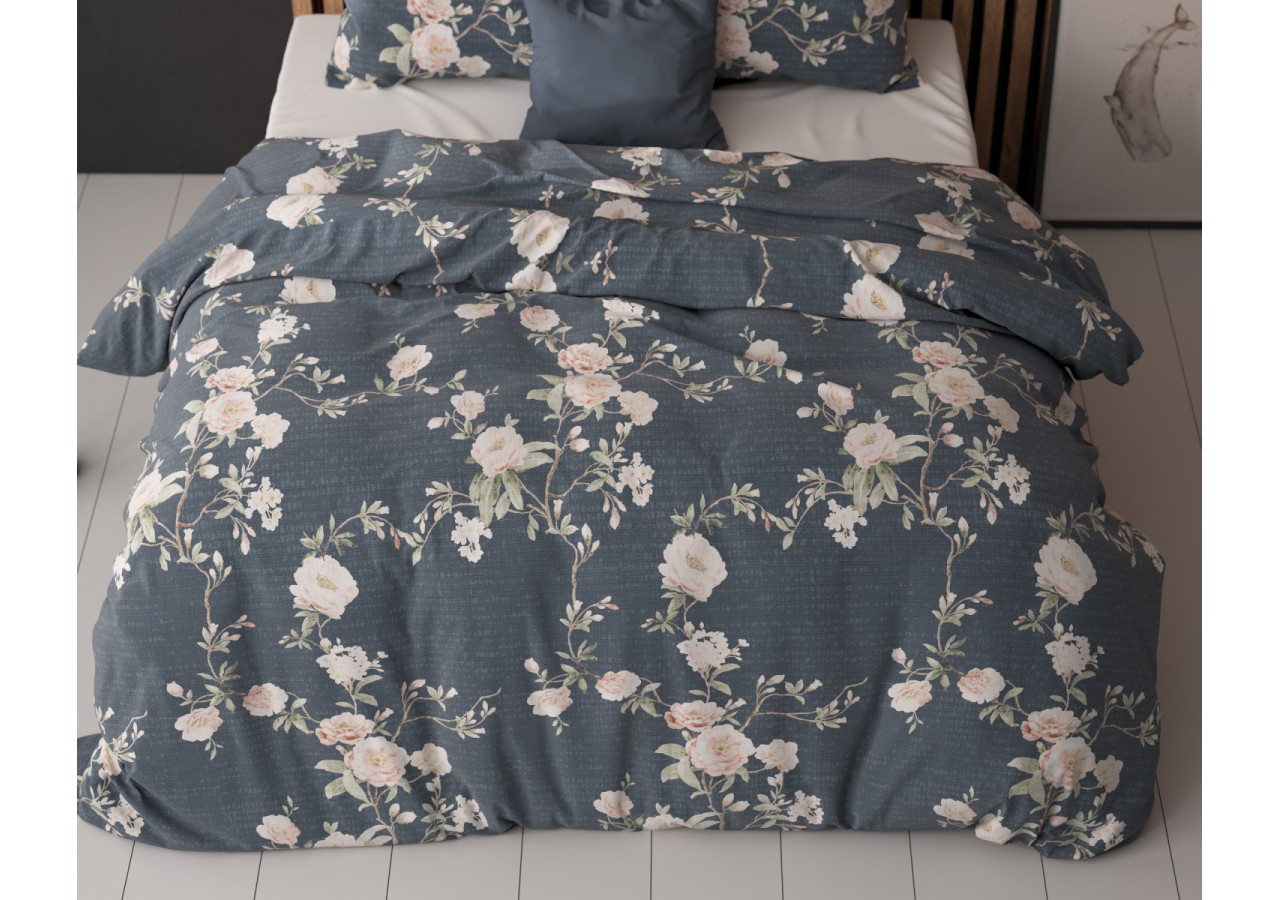 Parure de Lit Eloise 2 - Indigo 200 x 200/220 cm - Eloise 2 Indigo 200 x 200/220 - Royal Textile
