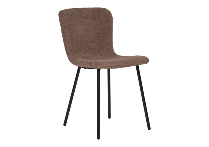 Chaise de salle à manger - Fourrure artificielle marron foncé avec pieds noirs, HN1092 - 1001107 - House Nordic