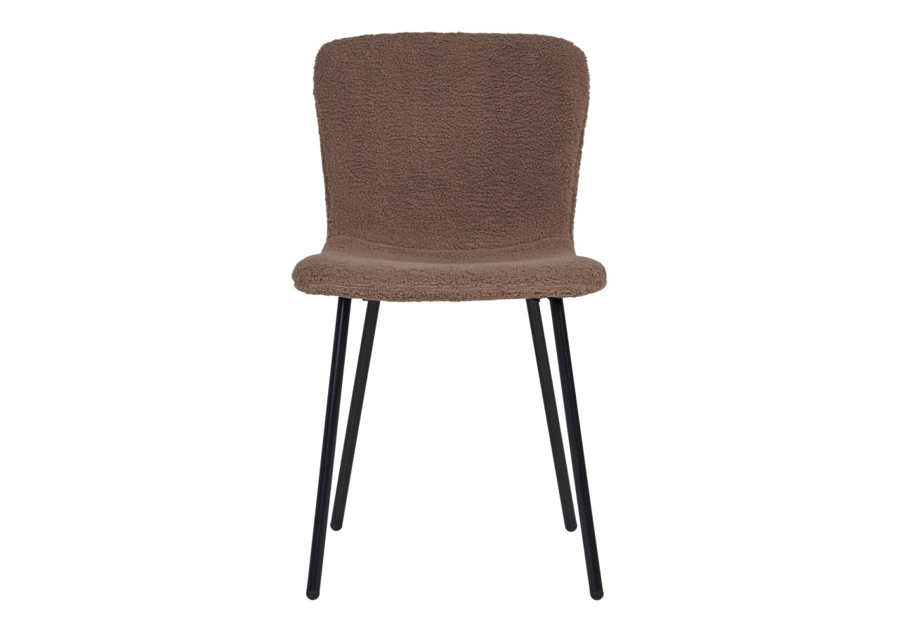 Chaise de salle à manger - Fourrure artificielle marron foncé avec pieds noirs, HN1092 - 1001107 - House Nordic