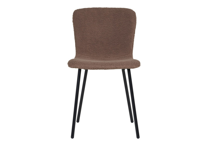 Chaise de salle à manger - Fourrure artificielle marron foncé avec pieds noirs, HN1092 - 1001107 - House Nordic