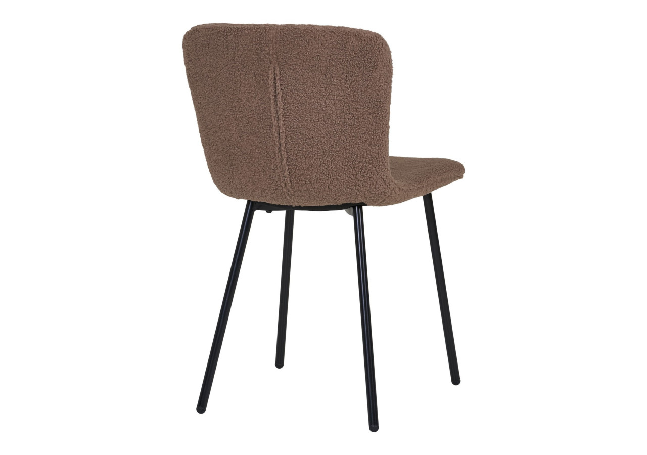 Chaise de salle à manger - Fourrure artificielle marron foncé avec pieds noirs, HN1092 - 1001107 - House Nordic