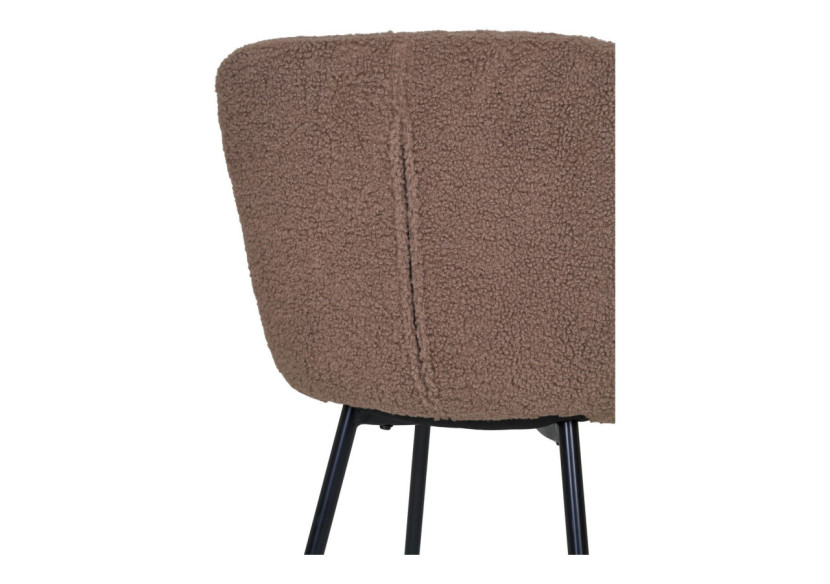 Chaise de salle à manger - Fourrure artificielle marron foncé avec pieds noirs, HN1092 - 1001107 - House Nordic