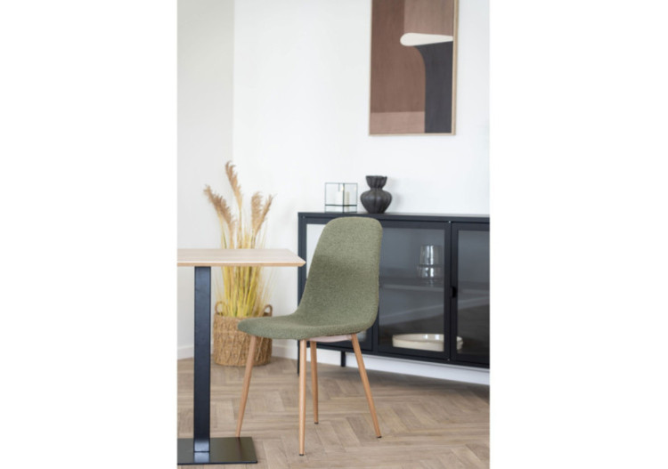 Chaise de salle à manger - Boucle vert foncé avec pieds effet bois, HN1236 - 1001133 - House Nordic 2