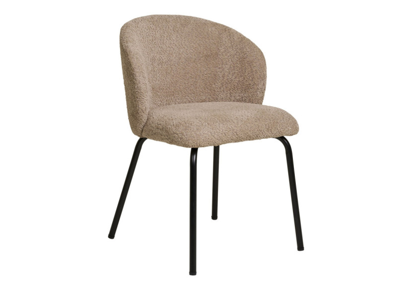 Chaise de salle à manger bouclée - Beige avec pieds noirs - 1001365 - House Nordic