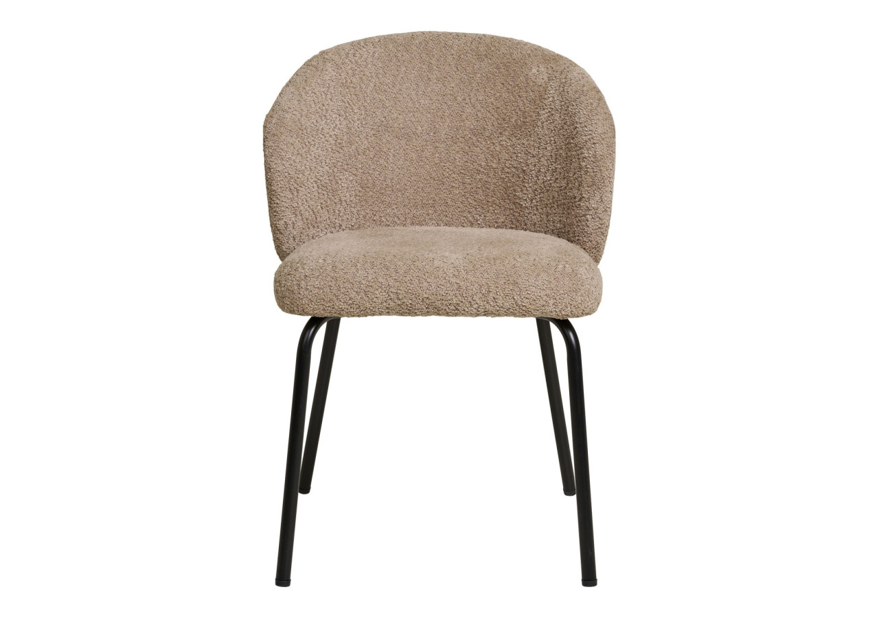 Chaise de salle à manger bouclée - Beige avec pieds noirs - 1001365 - House Nordic
