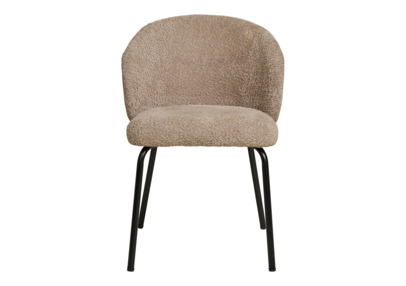 Chaise de salle à manger bouclée - Beige avec pieds noirs - 1001365 - House Nordic