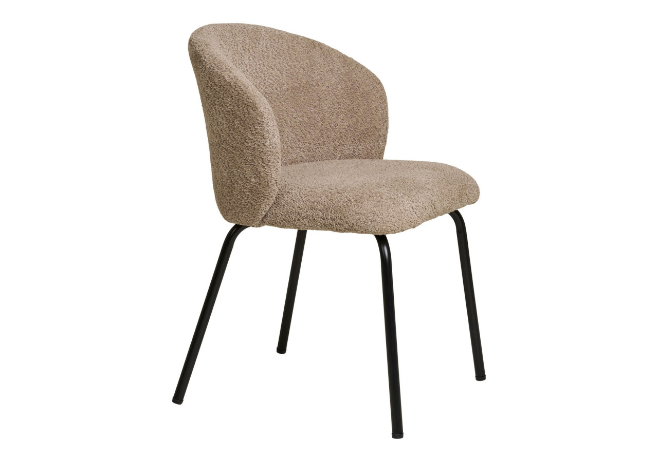 Chaise de salle à manger bouclée - Beige avec pieds noirs - 1001365 - House Nordic