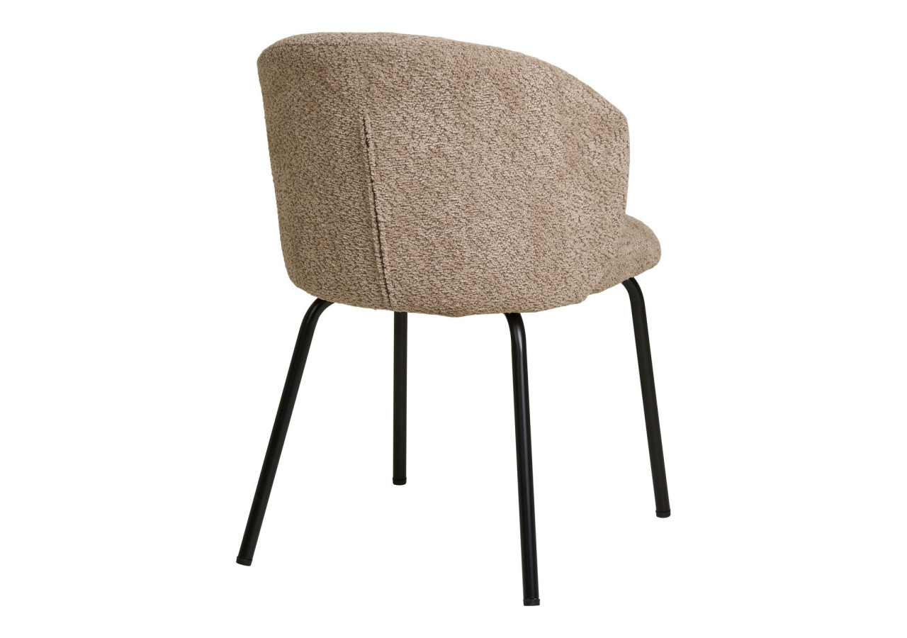 Chaise de salle à manger bouclée - Beige avec pieds noirs - 1001365 - House Nordic