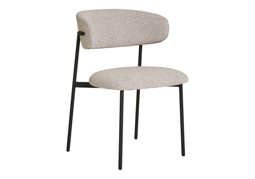 Chaise de salle à manger bouclée - Sable avec pieds noirs - 1001370 - House Nordic Chaise de salle à manger bouclée - Sable avec pieds noirs - 1001370 - House Nordic