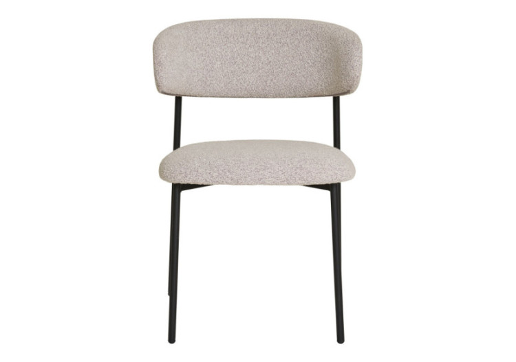 Chaise de salle à manger bouclée - Sable avec pieds noirs - 1001370 - House Nordic 2