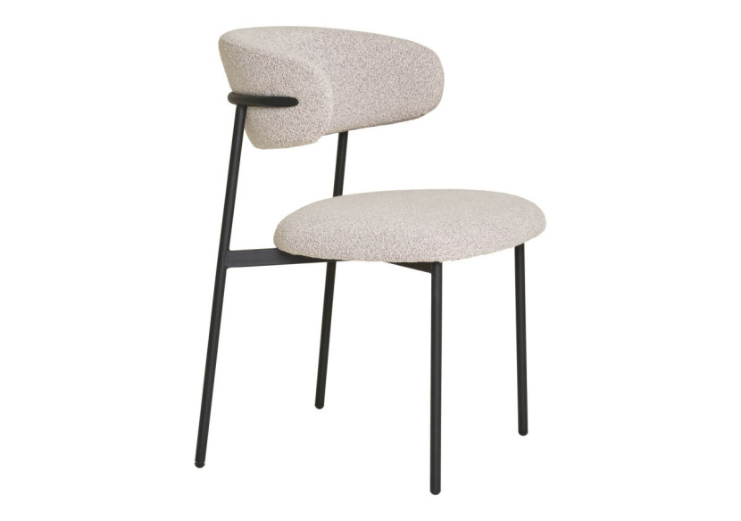 Chaise de salle à manger bouclée - Sable avec pieds noirs - 1001370 - House Nordic Chaise de salle à manger bouclée - Sable avec pieds noirs - 1001370 - House Nordic