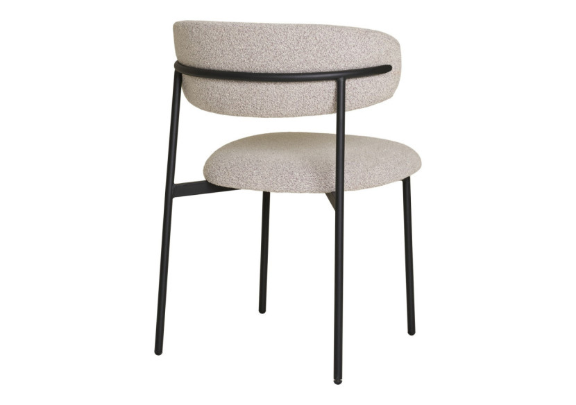 Chaise de salle à manger bouclée - Sable avec pieds noirs - 1001370 - House Nordic Chaise de salle à manger bouclée - Sable avec pieds noirs - 1001370 - House Nordic