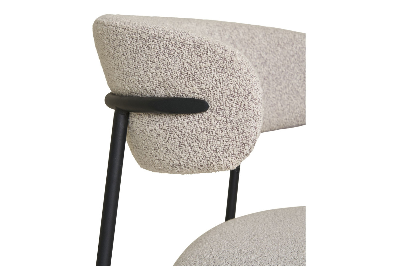 Chaise de salle à manger bouclée - Sable avec pieds noirs - 1001370 - House Nordic