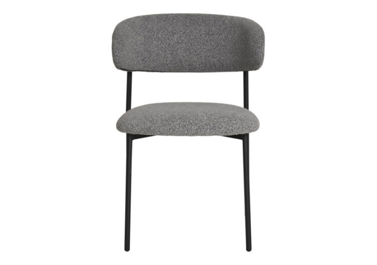 Chaise de salle à manger bouclée - Gris clair avec pieds noirs - 1001371 - House Nordic 2