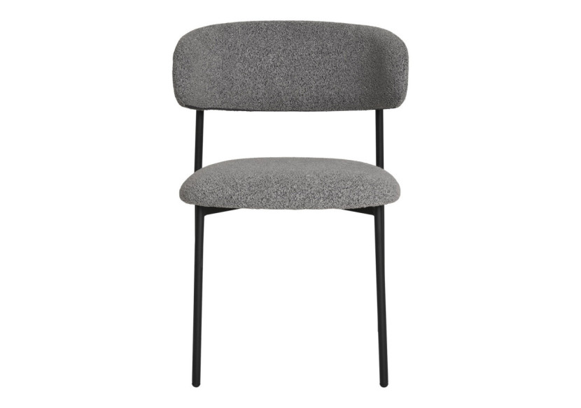 Chaise de salle à manger bouclée - Gris clair avec pieds noirs - 1001371 - House Nordic
