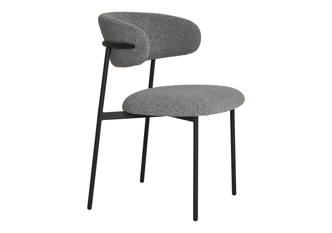 Chaise de salle à manger bouclée - Gris clair avec pieds noirs - 1001371 - House Nordic