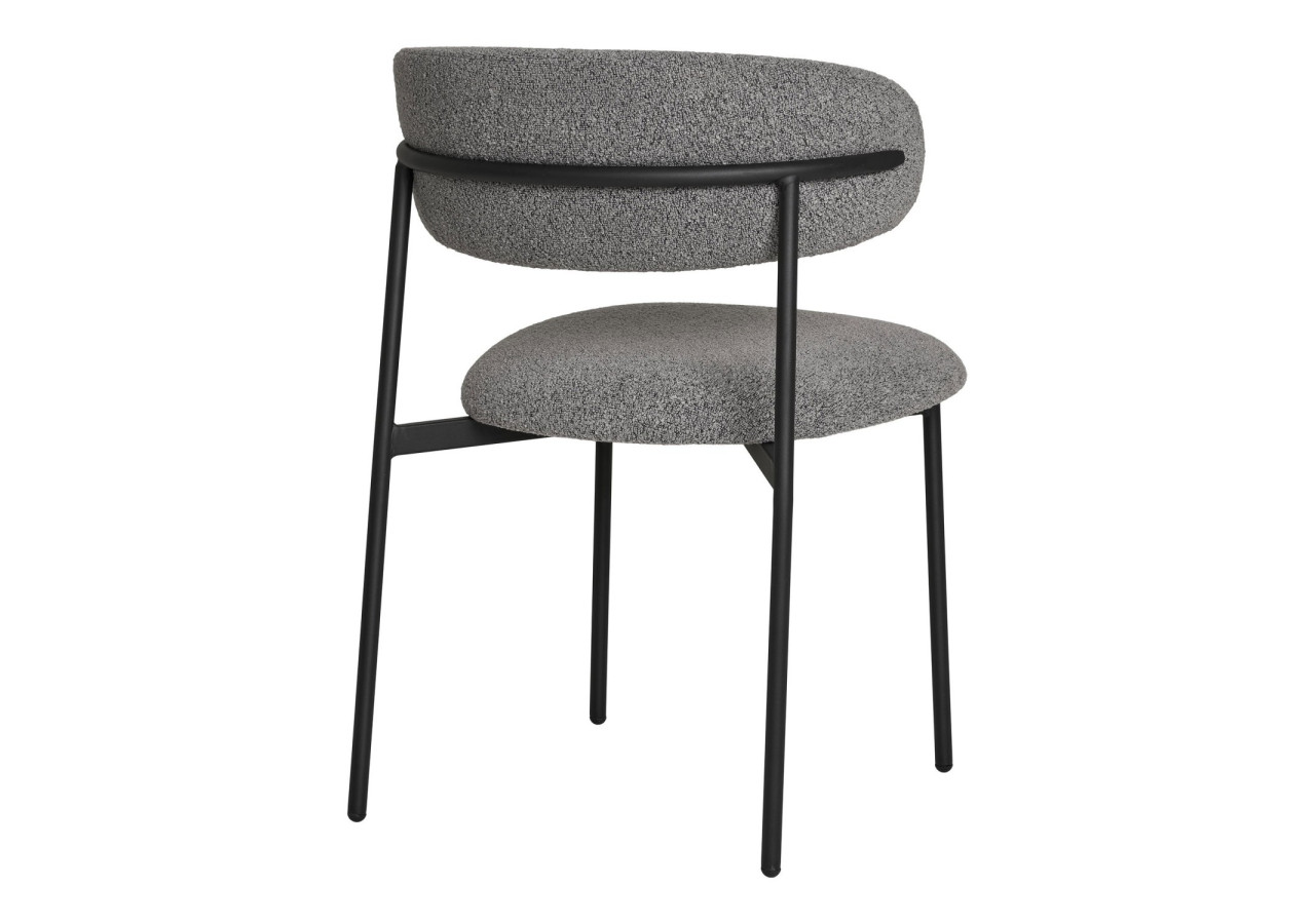 Chaise de salle à manger bouclée - Gris clair avec pieds noirs - 1001371 - House Nordic