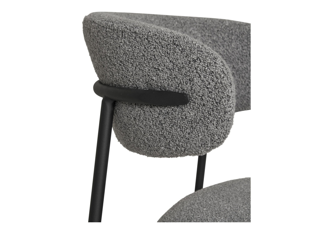 Chaise de salle à manger bouclée - Gris clair avec pieds noirs - 1001371 - House Nordic