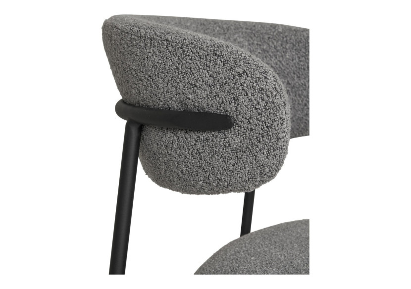 Chaise de salle à manger bouclée - Gris clair avec pieds noirs - 1001371 - House Nordic