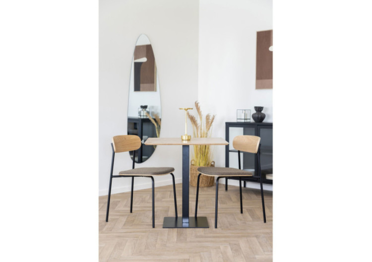 Chaise de salle à manger - Dossier en bois de frêne, assise brune - 1001380 - House Nordic 2