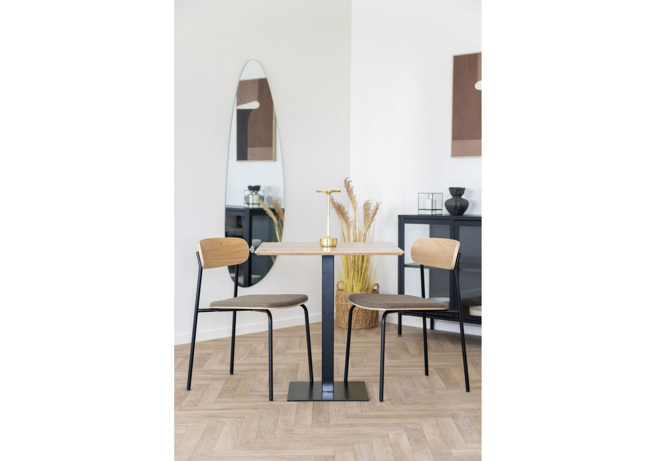 Chaise de salle à manger - Dossier en bois de frêne, assise brune - 1001380 - House Nordic