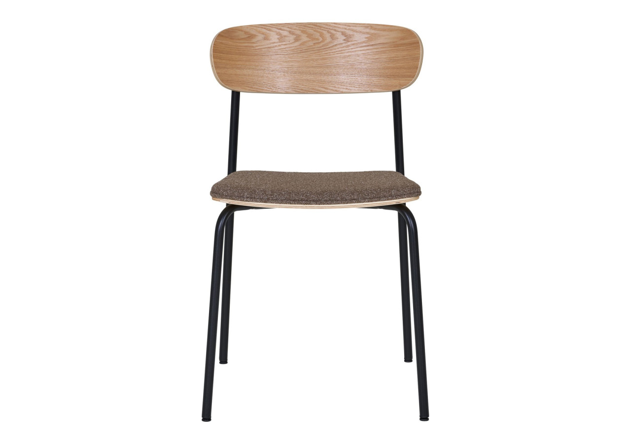 Chaise de salle à manger - Dossier en bois de frêne, assise brune - 1001380 - House Nordic