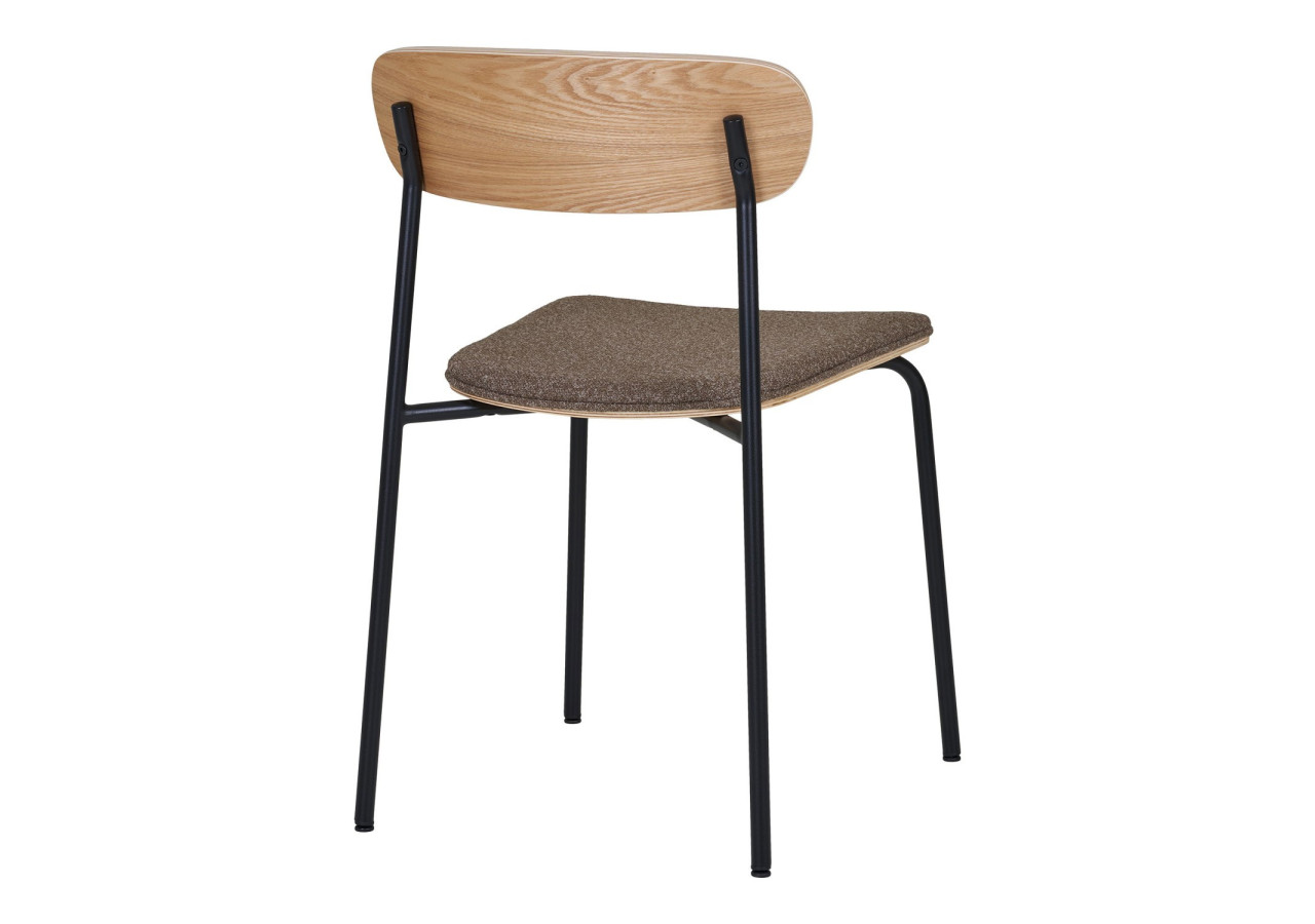 Chaise de salle à manger - Dossier en bois de frêne, assise brune - 1001380 - House Nordic
