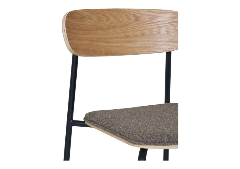 Chaise de salle à manger - Dossier en bois de frêne, assise brune - 1001380 - House Nordic