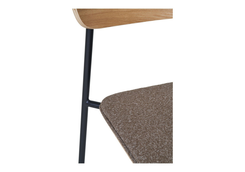 Chaise de salle à manger - Dossier en bois de frêne, assise brune - 1001380 - House Nordic