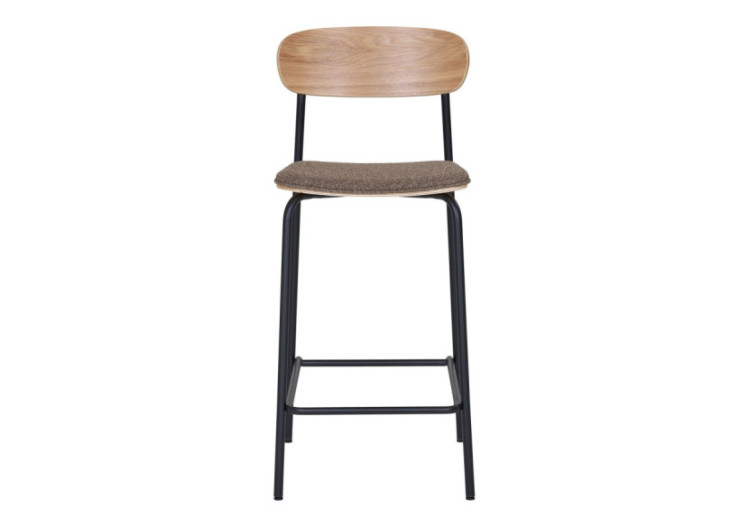 Chaise de comptoir - Dossier en bois de frêne, assise brune - 1001385 - House Nordic 2