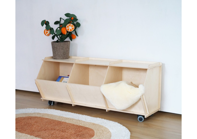 Boîte de rangement Easyclick Stockholm - Naturel sur roulettes - 60000059 - KidsDepot