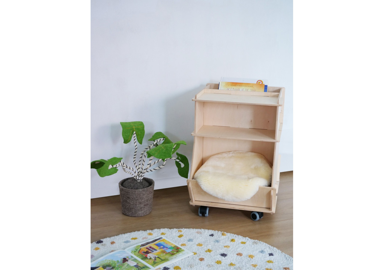 Bibliothèque Easyclick Kopenhagen - Naturel sur roulettes - 60000057 - KidsDepot