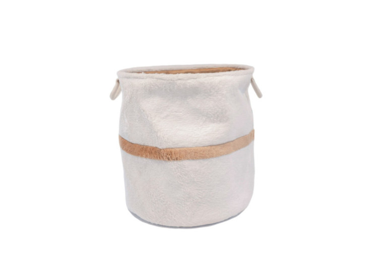 Panier Boaz - Crème et blanc en fausse fourrure avec détails en toile - 46000416 - KidsDepot